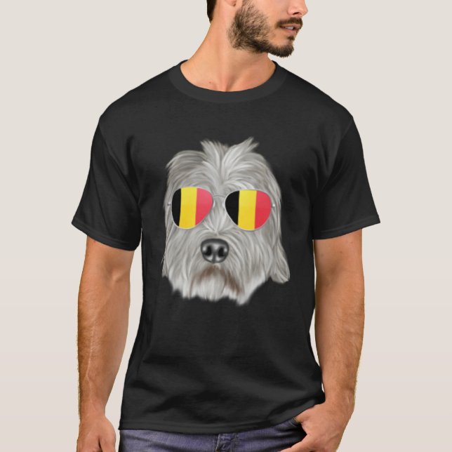 T-shirt Belgium Flag Dandie Dinmont Terrier Dog Belgium Po (Devant)