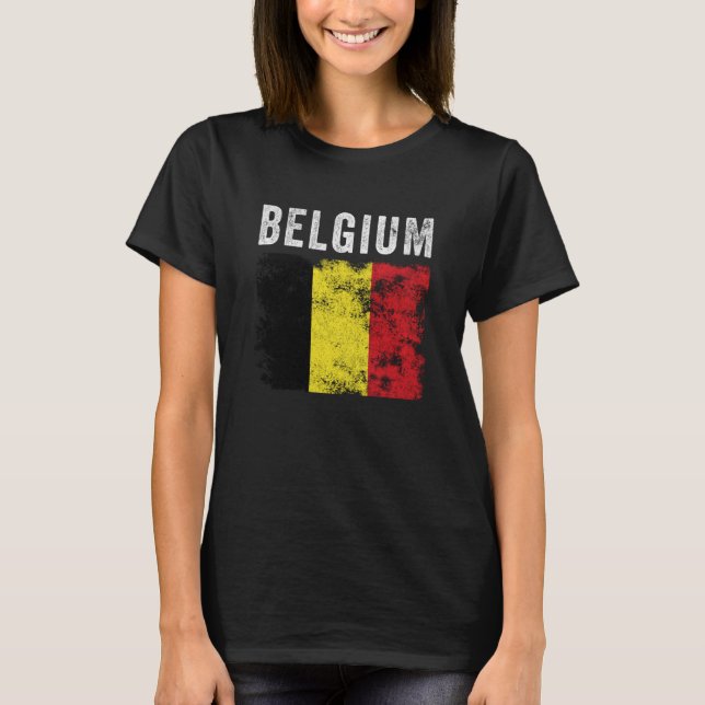 T-shirt Belgium Flag Distressed Men Women Kids Belgian Fla (Devant)