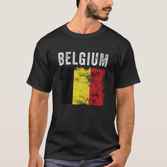 T-shirt Belgium Flag Distressed Men Women Kids Belgian Fla (Devant)