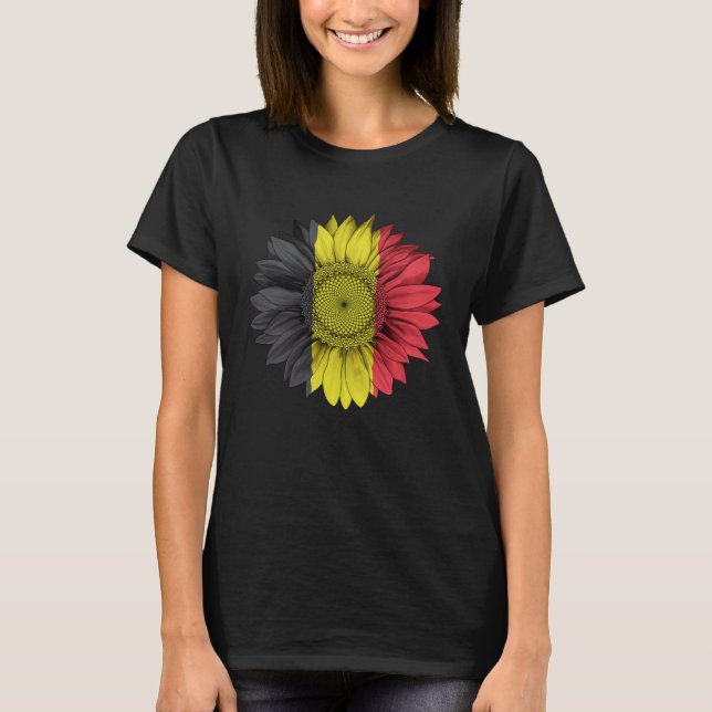 T-shirt Belgium Flag Sunflower Belgian Roots Proud Patriot (Devant)