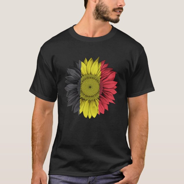 T-shirt Belgium Flag Sunflower Belgian Roots Proud Patriot (Devant)
