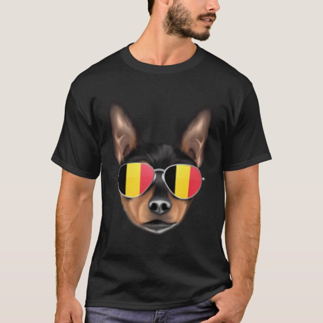 T-shirt Belgium Flag Toy Fox Terrier Dog Belgium Pocket (Devant)