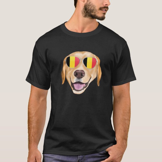 T-shirt Belgium Flag Yellow Labrador Retriever Dog Belgium (Devant)