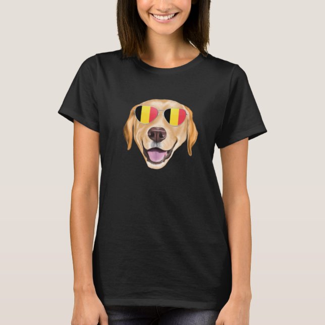 T-shirt Belgium Flag Yellow Labrador Retriever Dog Belgium (Devant)