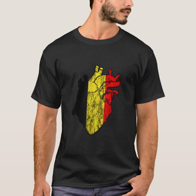 T-shirt Belgium Heart Love Veins Belgian Flag Belgique Bel (Devant)