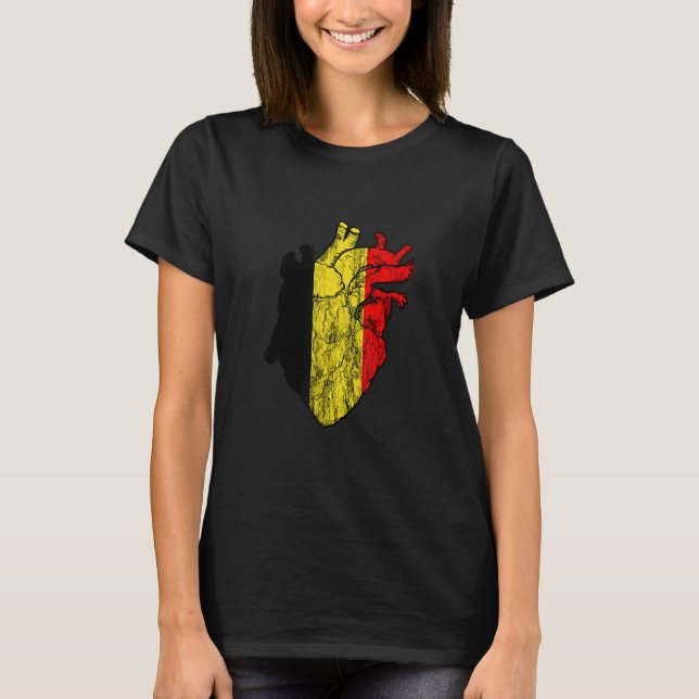 T-shirt Belgium Heart Love Veins Belgian Flag Belgique Bel (Devant)