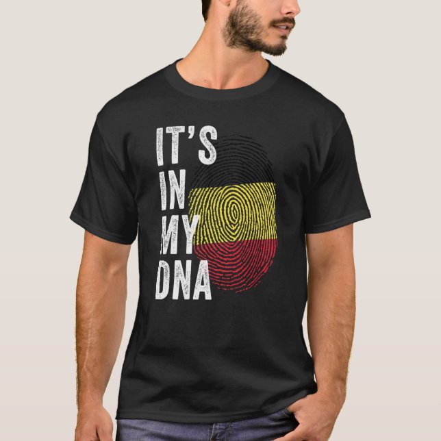 T-shirt Belgium It's In My DNA Cute Belgian Flag Fingerpri (Devant)
