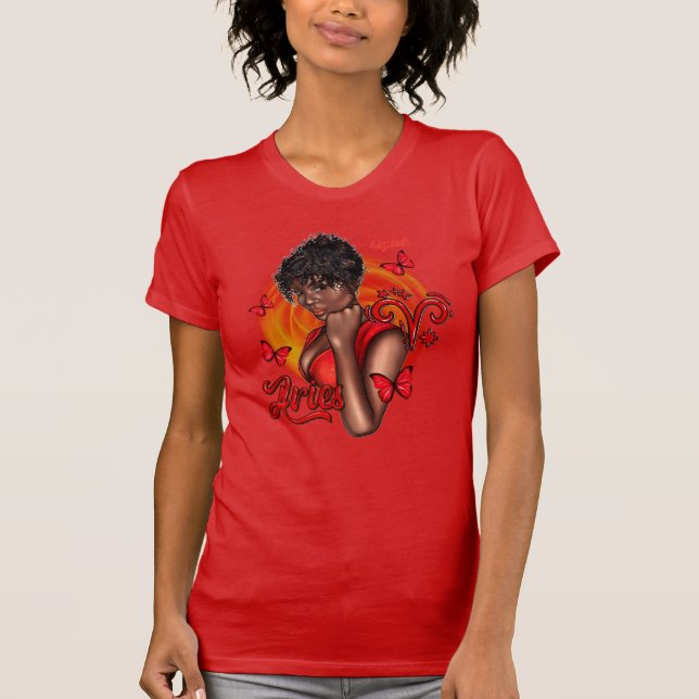 T-shirt Bélier diva noir vibrant avec une énergie dynamiqu (Devant)