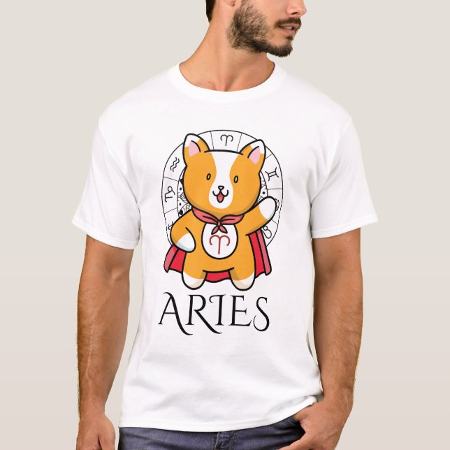 T-shirt Bélier Zodiaque Hommes Blanc (Devant)