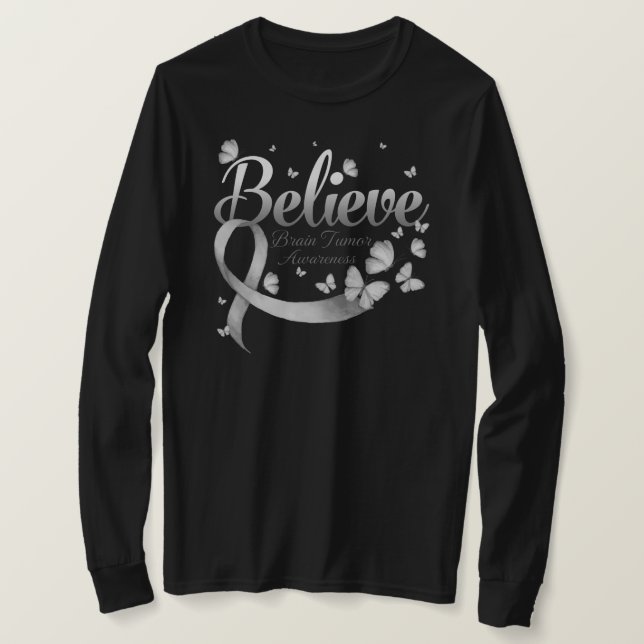 T-shirt Believe BRAIN TUMOR Butterfly (Design devant)