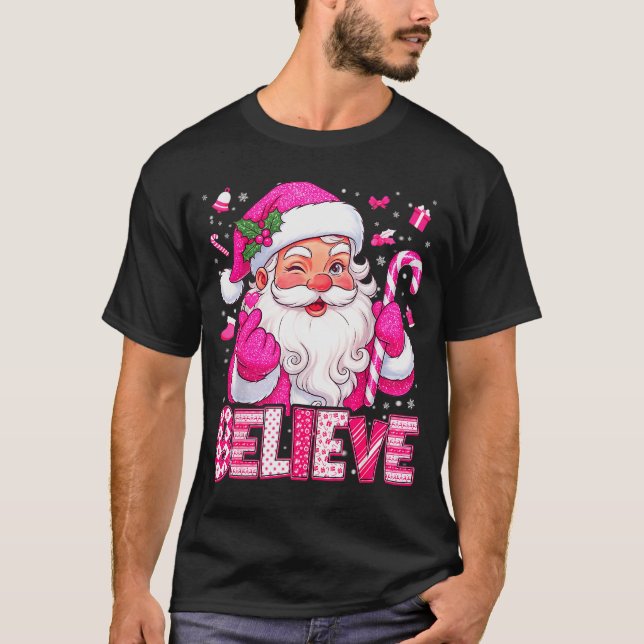 T-shirt Believe Cute Nk Santa Candy Cane Christmas Xmas Gi (Devant)