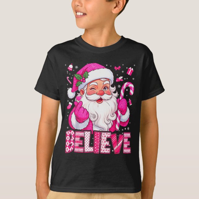 T-shirt Believe Cute Nk Santa Candy Cane Christmas Xmas Gi (Devant)