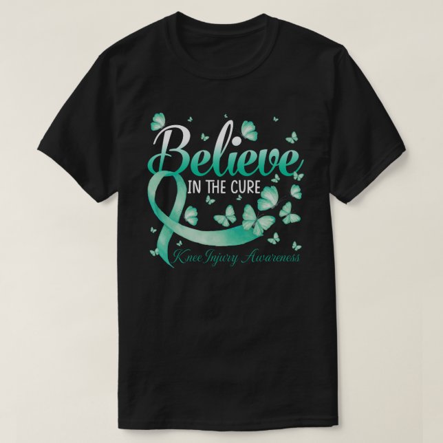T-shirt Believe In The Cure Knee Injury Awareness Butterfl (Design devant)