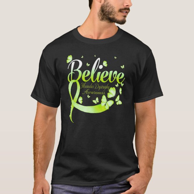 T-shirt Believe Muscular Dystrophy Awareness Butterfly (Devant)