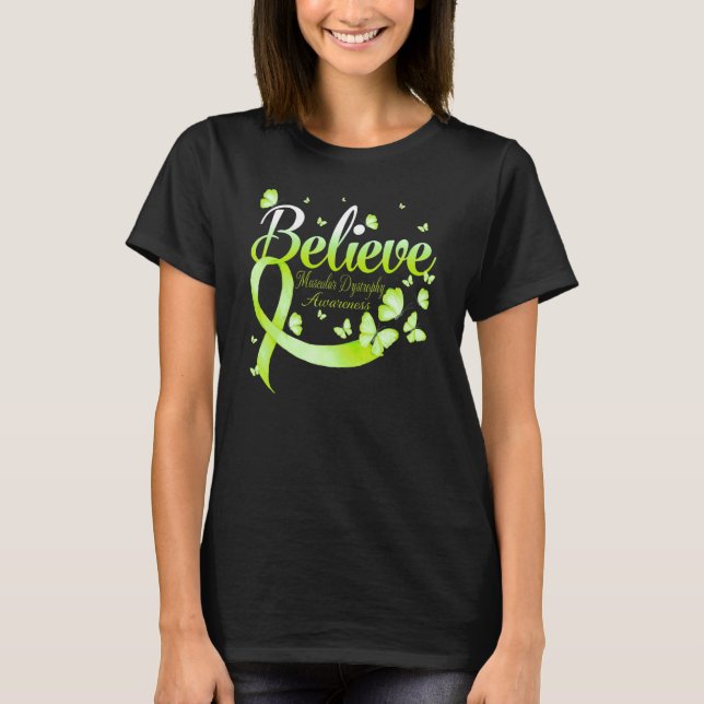T-shirt Believe Muscular Dystrophy Awareness Butterfly (Devant)