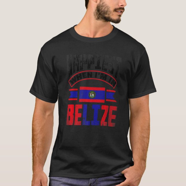 T-shirt Belize Belizean Belize Drapeau Le Plus Heureux Qua (Devant)
