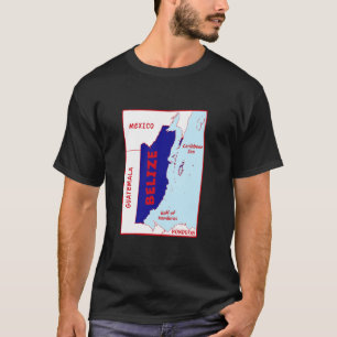 T-shirt Belize Carte politique aux couleurs du drapeau. Vo