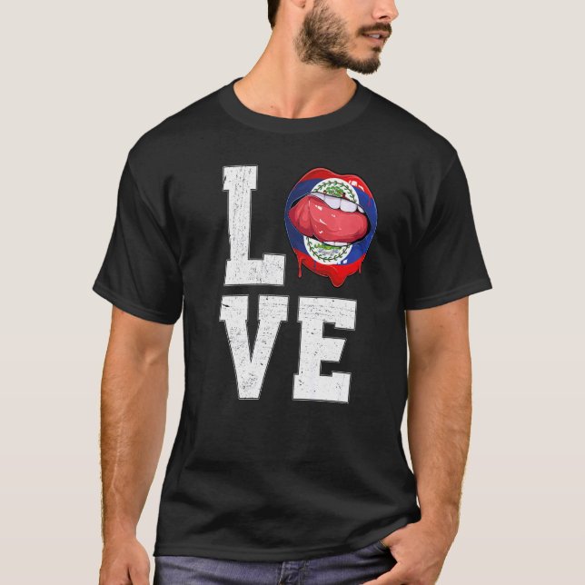 T-shirt Bélize Drapeau Soccer Fan Love Belizer (Devant)