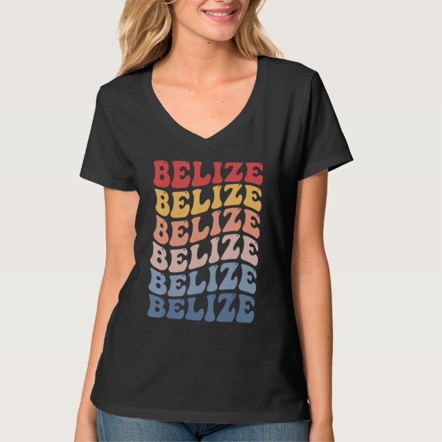 T-shirt Belize Groovy Rétro Bélizien (Devant)