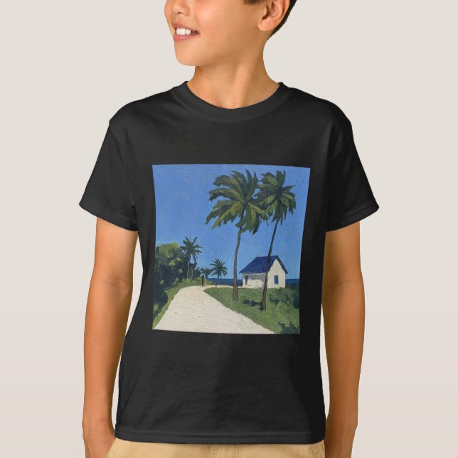 T-shirt Bélize Paysage Style de peinture post-impressionni (Devant)
