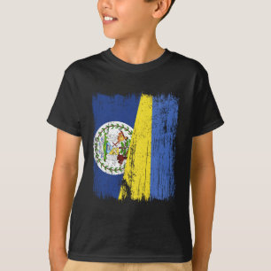 T-shirt Belize Ukraine Demi-drapeau Héritage bélizien ukra