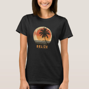T-shirt Belize Vintage Beach Voyage Coucher de soleil Palm