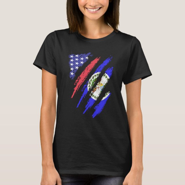 T-shirt Belizean American Patriot Grown Heart Flag Stripes (Devant)