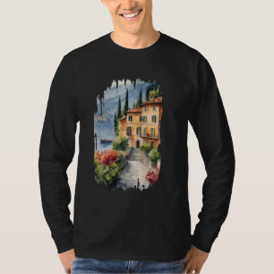 T-shirt Bellagio Lake Côme Aquarelle peinture Vintage Ar