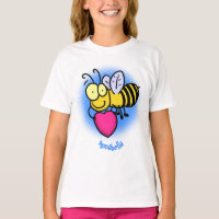 Belle abeille drôle avec dessin animé du coeur