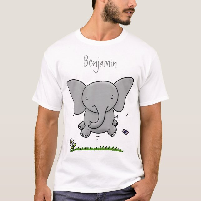 T-shirt Belle adorable dessin d'éléphant bébé (Devant)