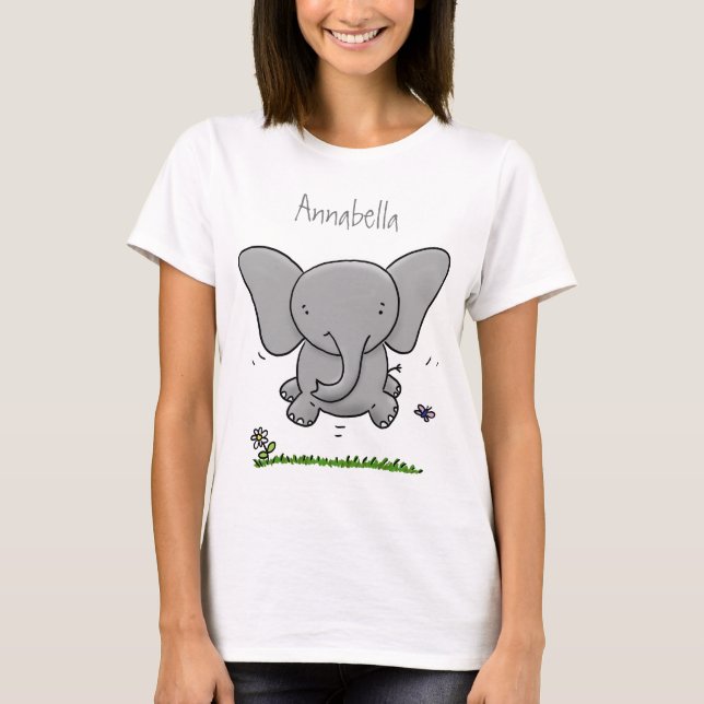 T-shirt Belle adorable dessin d'éléphant bébé (Devant)