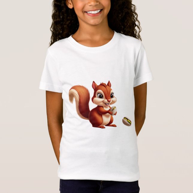 T-Shirt Belle Aiguille Graphique d'écureuil pour filles -  (Devant)
