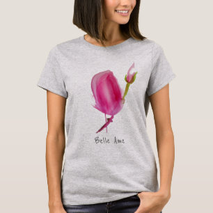 T-shirt Belle Ame Belle slogan avec Fleur rose