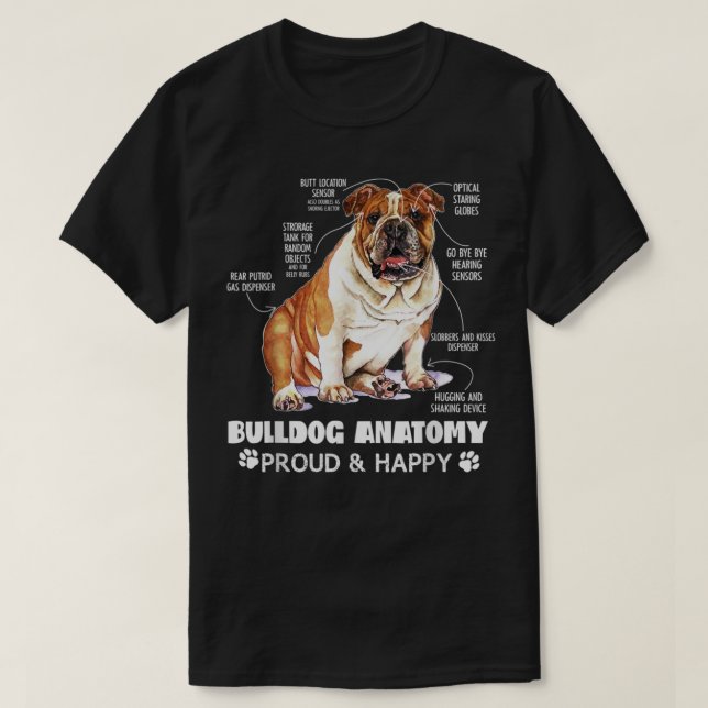 T-shirt Belle Anglais Bulldog Anatomie Amoureux des chiens (Design devant)