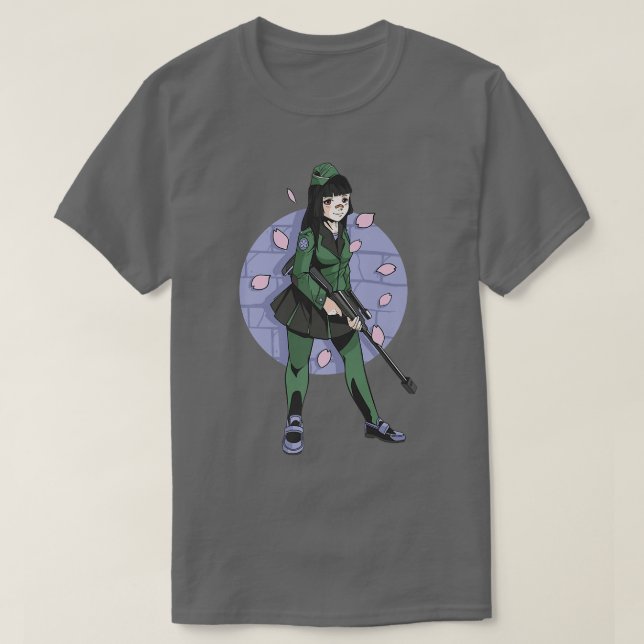 T-shirt Belle Anime Sniper Girl Sakura Cerry Blossoms Wai (Design devant)