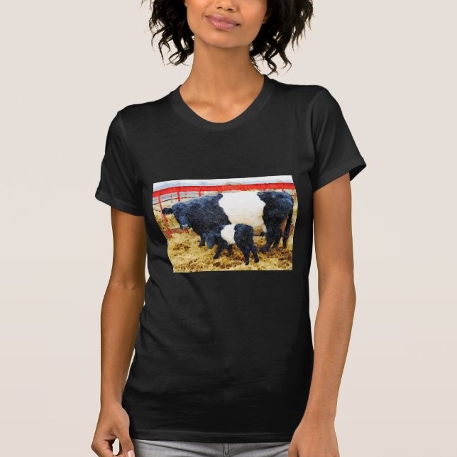 T-shirt Belle aquarelle de vache et de veau à ceinture (Devant)