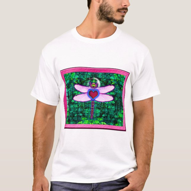 T-shirt Belle Artwor encadrée "Crackel Framed Dragonfly" (Devant)