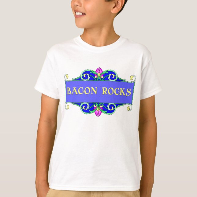 T-shirt Belle Bacon ! Bacon Rocks ! (Devant)