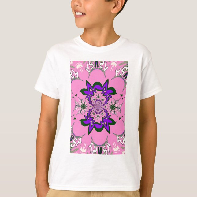 T-shirt Belle Bébé rose Floral Purple Shade Motif Art (Devant)