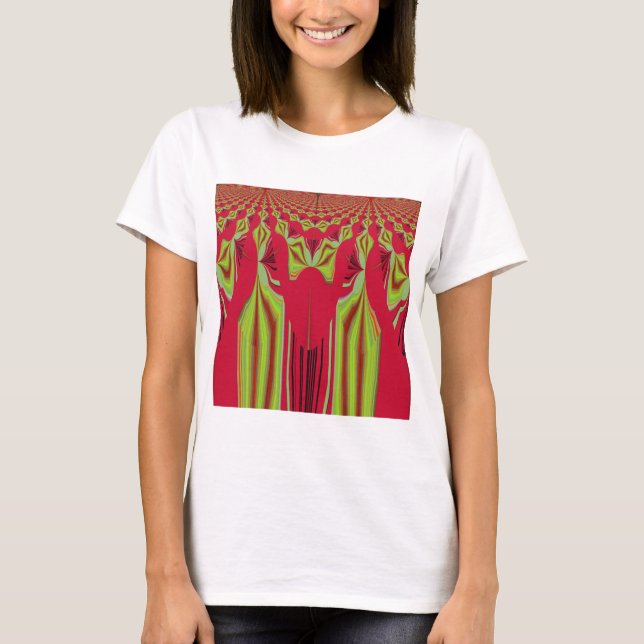 T-shirt Belle Belle Art Tribal Africain Rouge et Jaune (Devant)