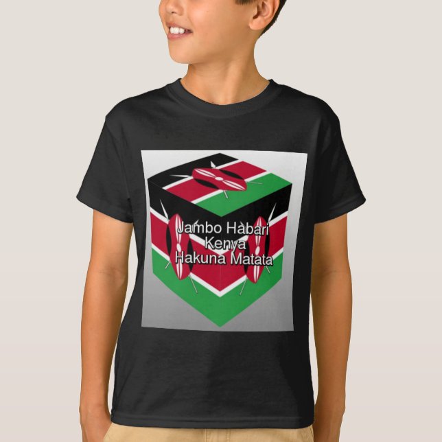 T-shirt Belle Belle Cube Kenyane Drapeau avec salutation (Devant)
