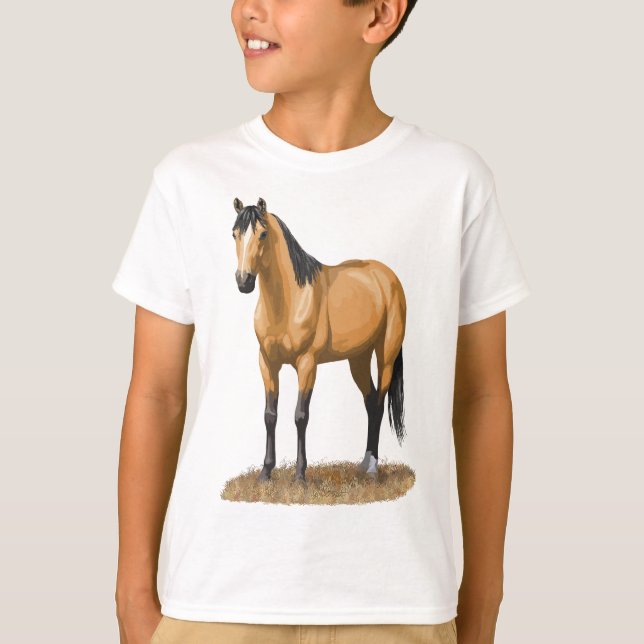 T-shirt Belle Buckskin Dun Quarter Cheval Stallion Hors (Devant)