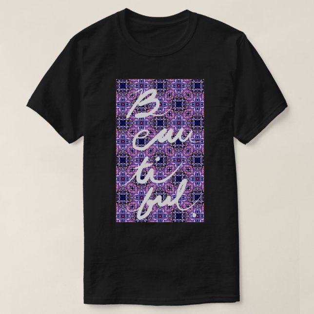 T-shirt Belle calligraphie avec pourpre Abstrait Backgro (Design devant)