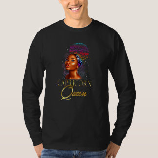 T-shirt Belle Capricorne Africaine Américaine Reine Noir W