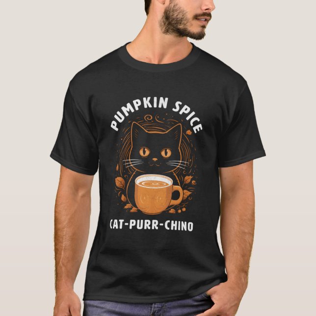 T-shirt Belle Chat-Purr-Chino Citrouille Épice Cappuccino  (Devant)