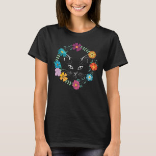 T-shirt Belle chatte à fleurs pour femmes