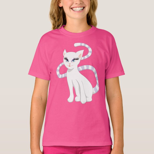 T-shirt Belle chatte blanche caricature (Devant)