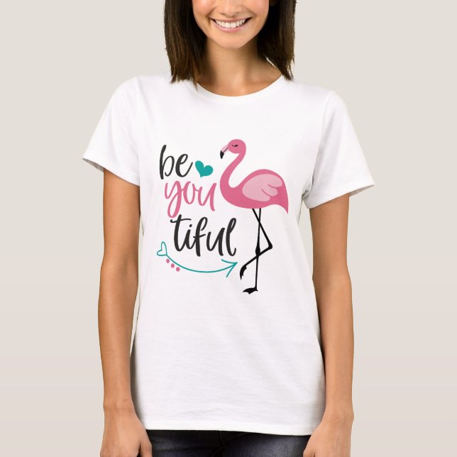 T-shirt Belle Chemise Flamant rose Rose, Mignonne Chemise  (Devant)