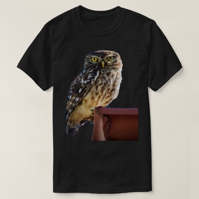 T-shirt Belle Chouette Cute Barn Staring Avec Large Jaune  (Design devant)
