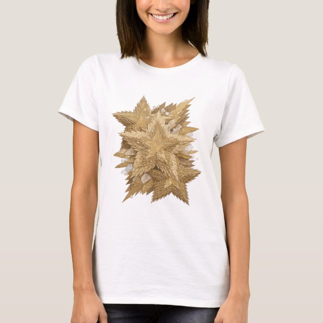 T-shirt Belle conception audacieuse en argent ÉTOILES DORÉ (Devant)
